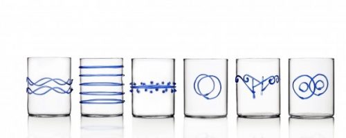 Set bicchieri Decò vetro trasparente e azzurro ichendorf
