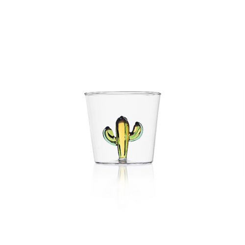 bicchiere cactus giallo vetro ichendorf