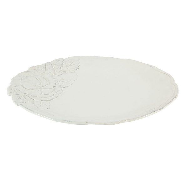 piatto piano ceramica bianca con decori a rilievo virginia casa linea romantica