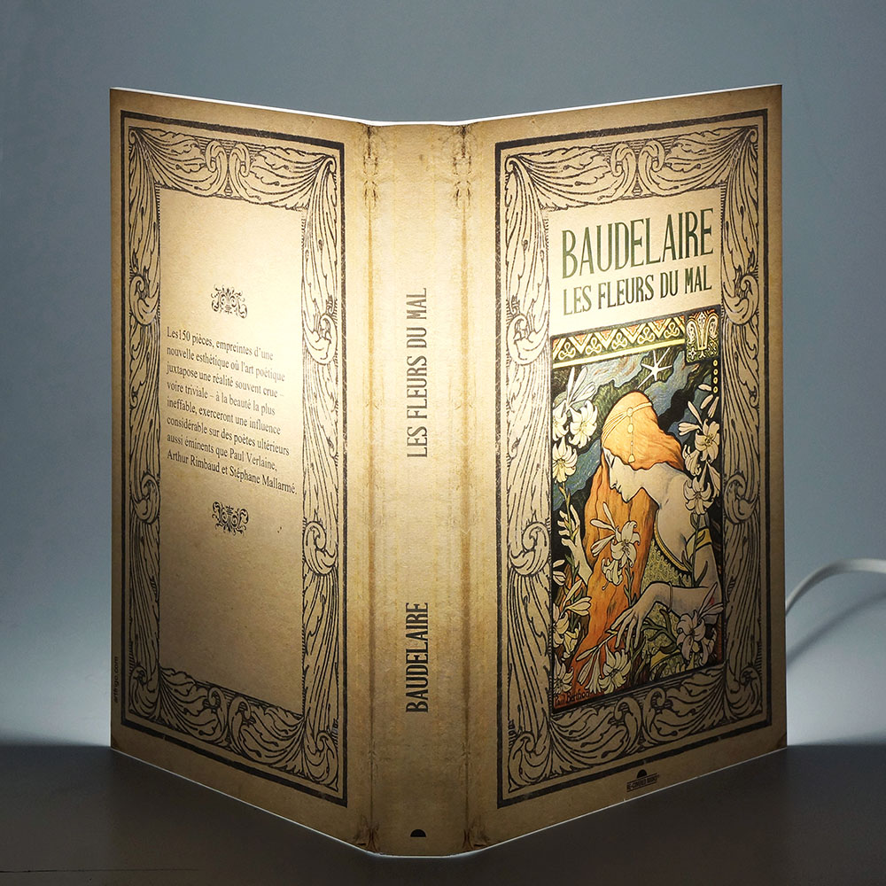 Lampada libro 'Les fleurs du mal di Charles Baudelaire' - ArtFrigo 