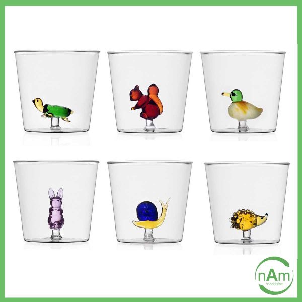 bicchieri ichendorf animal farm vetro colorato con animali dentro