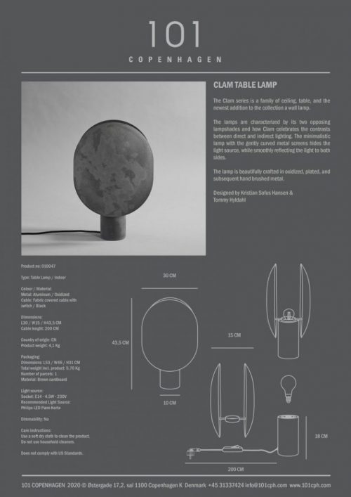 lampada da tavolo CLAM 101 Copenhagen