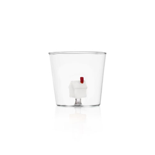 Bicchiere con casetta di montagna Ichendorf bianco e rosso Natale